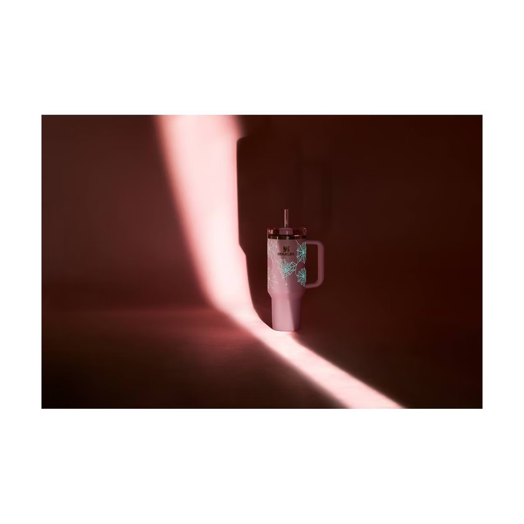 Pink Halloween Spiderweb Stanley Tumbler – seasonal styling