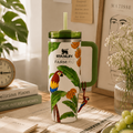 Tropical Parrot Paradise Tumbler – 40oz tumbler with parrots and green handle