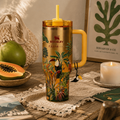 Tropical Toucan Paradise Tumbler – 40oz tumbler with toucans and yellow handle