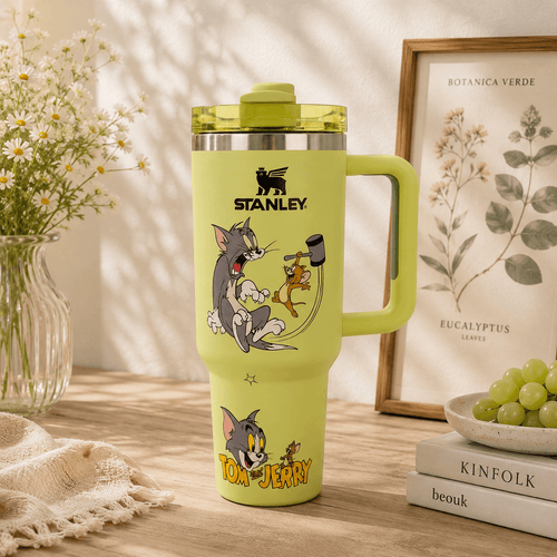 Lime Green Cat & Mouse Mischief Tumbler – lime 40oz cartoon tumbler