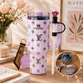 Lavender Luxe Charm Tumbler Gift Set – lavender 40oz tumbler with jewelled straw