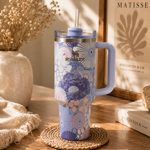 Floral Bloom Tumbler – 40oz tumbler with pastel botanical pattern