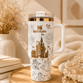 Enchanted Castle Tumbler – white 40oz castle tumbler with gold accents