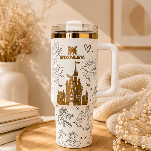 Enchanted Castle Tumbler – white 40oz castle tumbler with gold accents