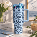 Sky Blue Signature Tumbler – blue 40oz insulated tumbler with geometric pattern