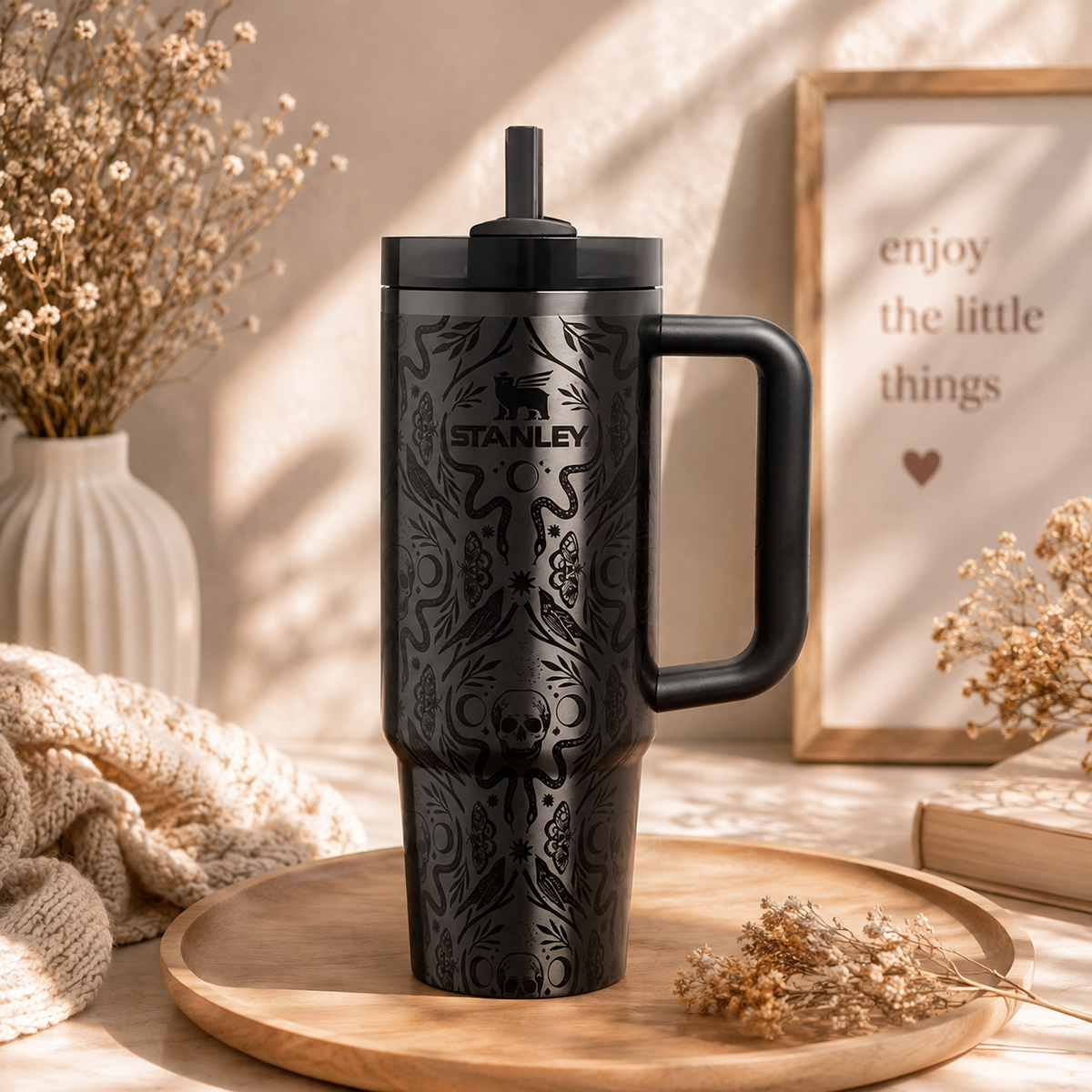 Midnight Mystic Stanley Tumbler – side view with handle