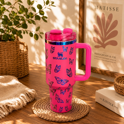Golden Butterfly Stanley Tumbler – red colourway