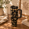 Golden Butterfly Stanley Tumbler – black 40oz with gold butterflies
