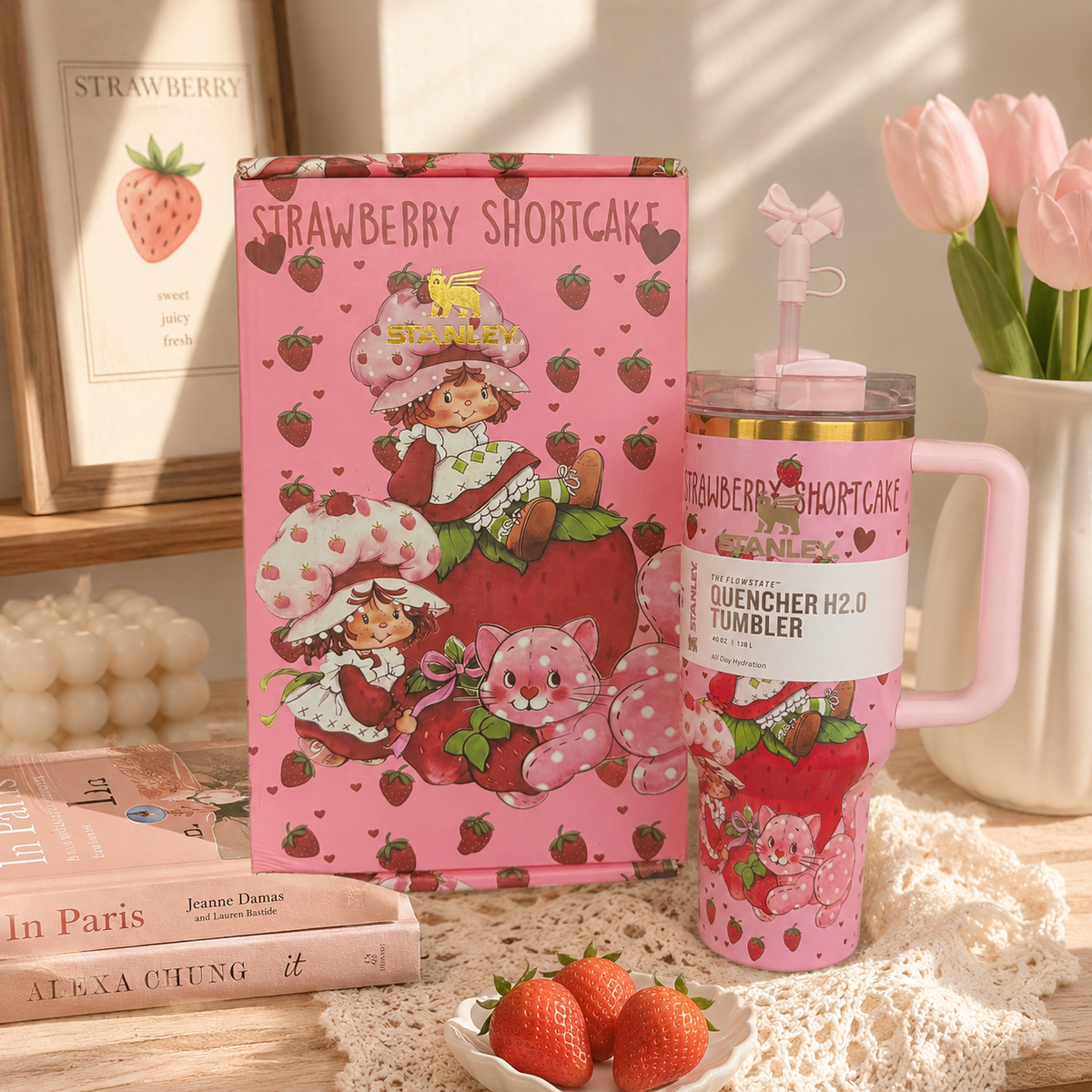 Strawberry Dream Tumbler – pink 40oz strawberry tumbler