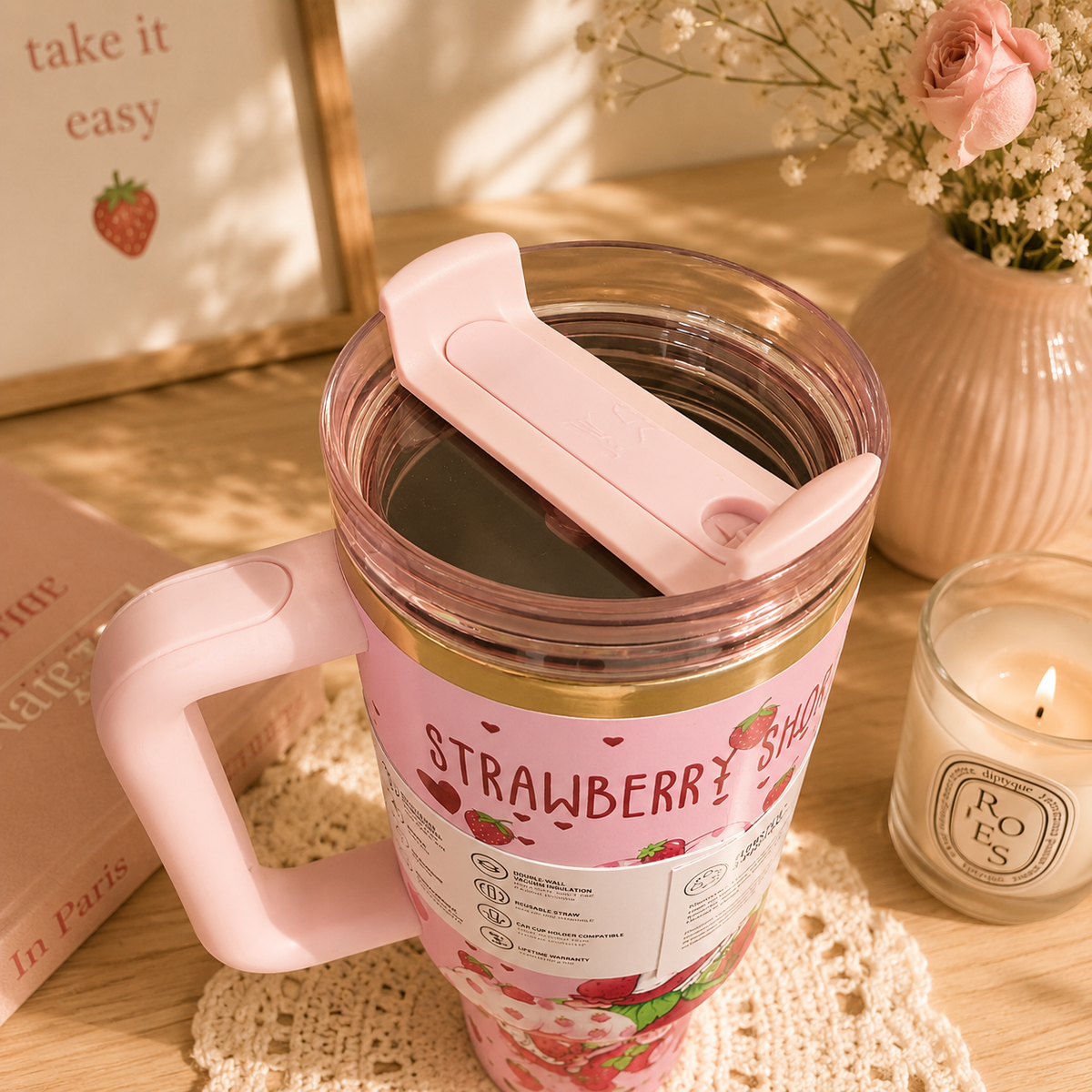 Strawberry Dream Tumbler – artwork detail