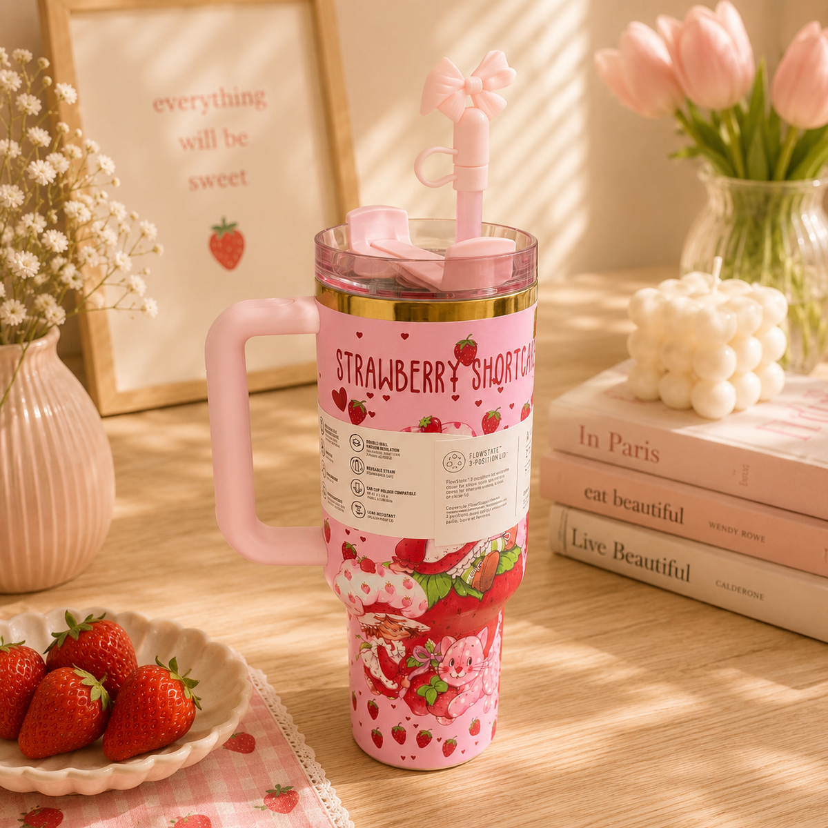 Strawberry Dream Tumbler – side view