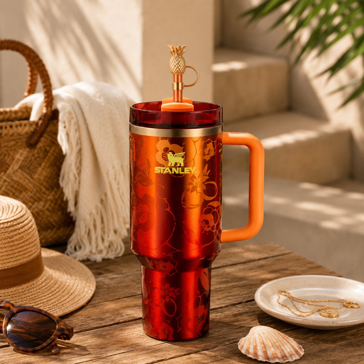 Stanley Sunset Bloom Tumbler – lid view