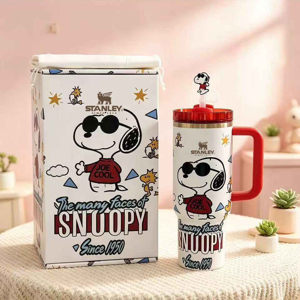 Cool Pup Retro Graphic Tumbler – white 40oz tumbler with red handle and pup graphic