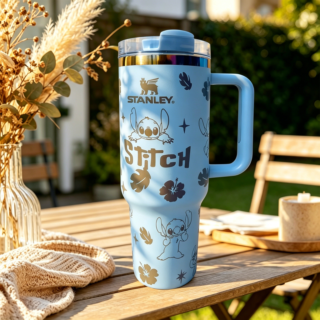 Stanley Tropical Stitch Tumbler – sky blue 40oz tropical tumbler