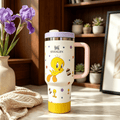 Stanley Tweety Bird Tumbler – yellow 40oz with lavender lid and pink handle