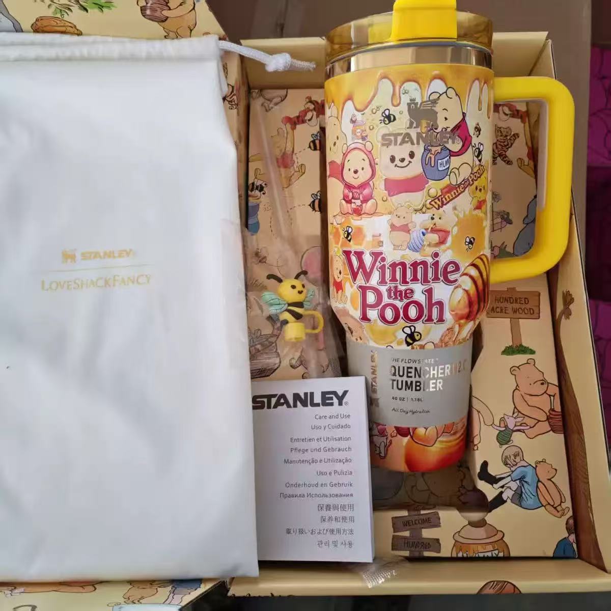 Honey Dream Cozy Tumbler – yellow and cream 40oz bear tumbler