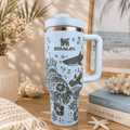 Ocean Breeze Coral Insulated Tumbler – blue 40oz coral tumbler