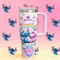 Rainbow Stitch Love Tumbler – pastel 40oz character tumbler with hearts