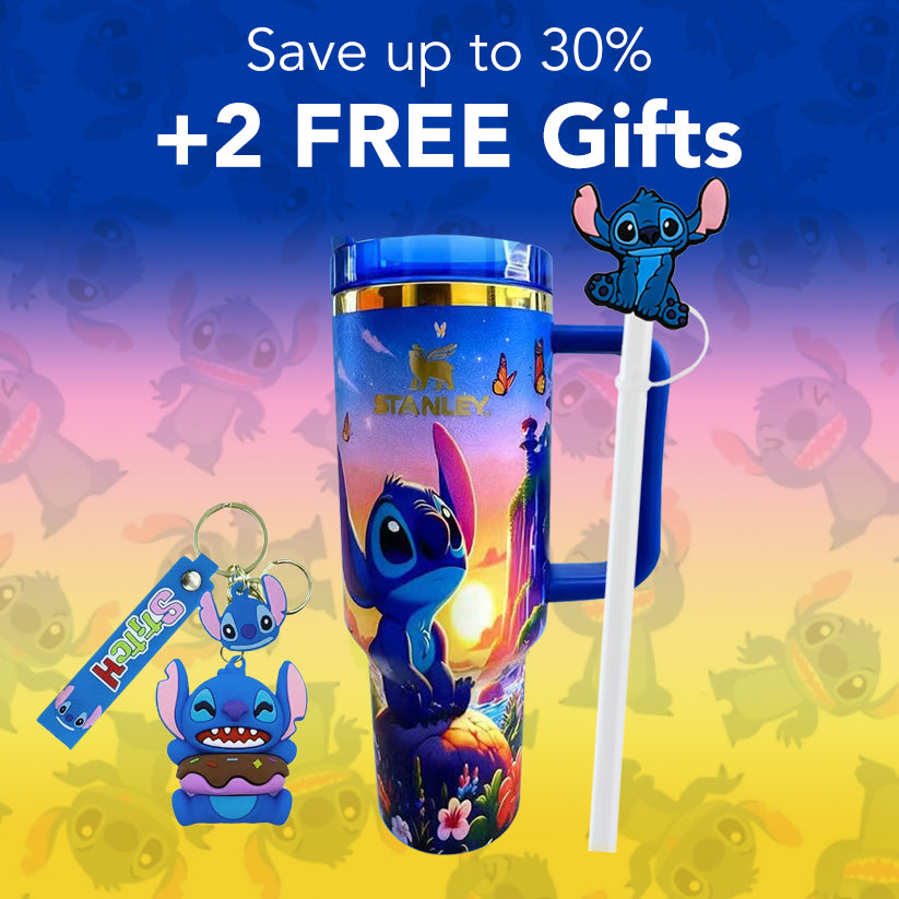 Stitch Tumbler Gift Set – blue 40oz tropical sunset tumbler