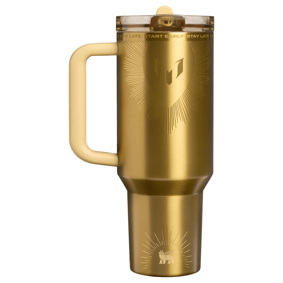 Golden Radiance 40oz Tumbler – side view with handle