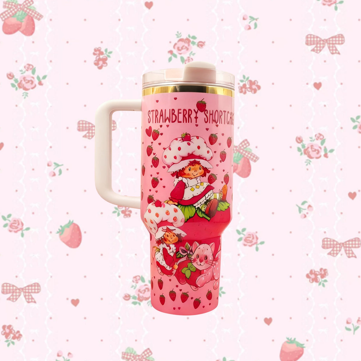 Strawberry Dream Tumbler – handle view