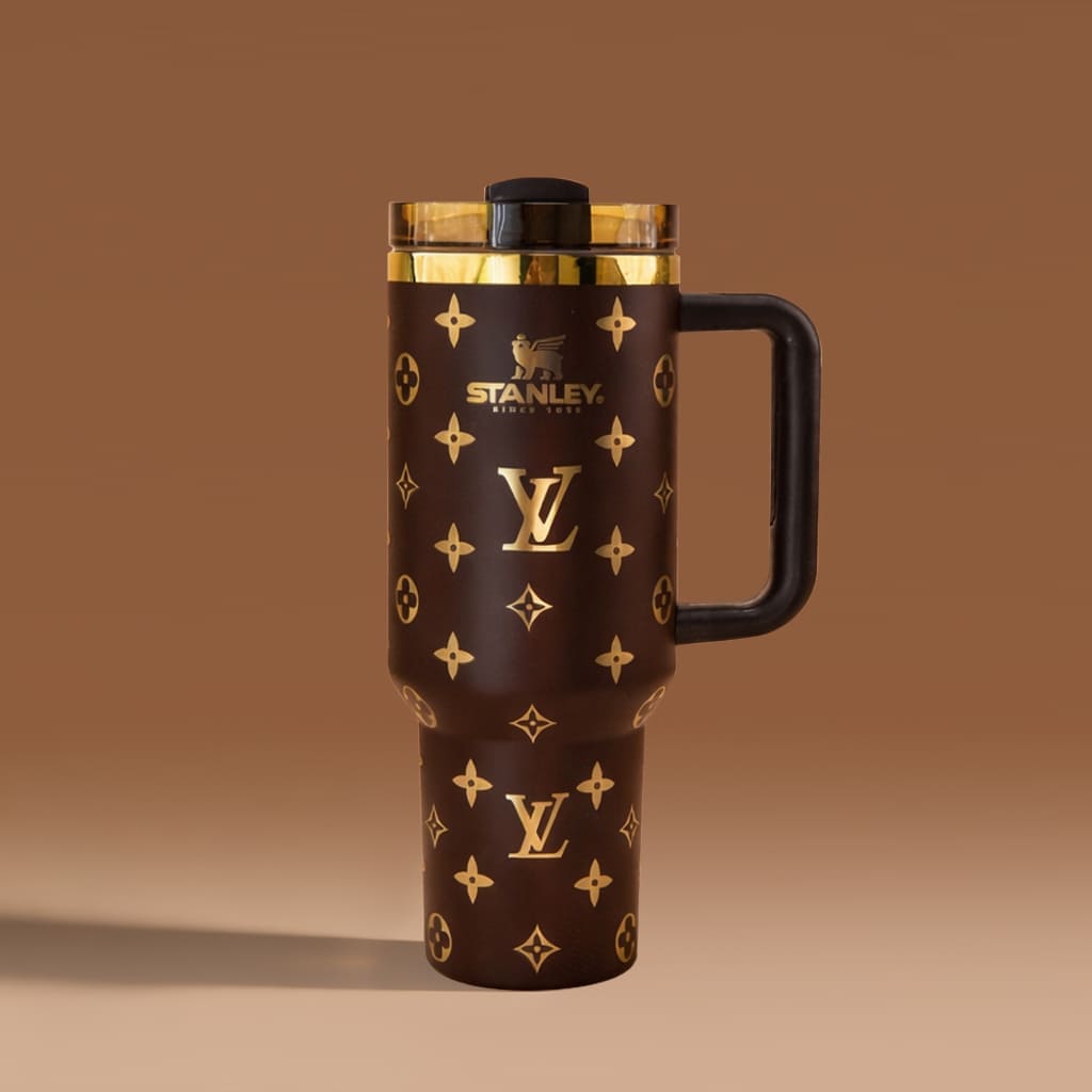 Stanley Luxe Monogram Tumbler – brown 40oz with gold accents