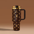 Stanley Luxe Monogram Tumbler – brown 40oz with gold accents